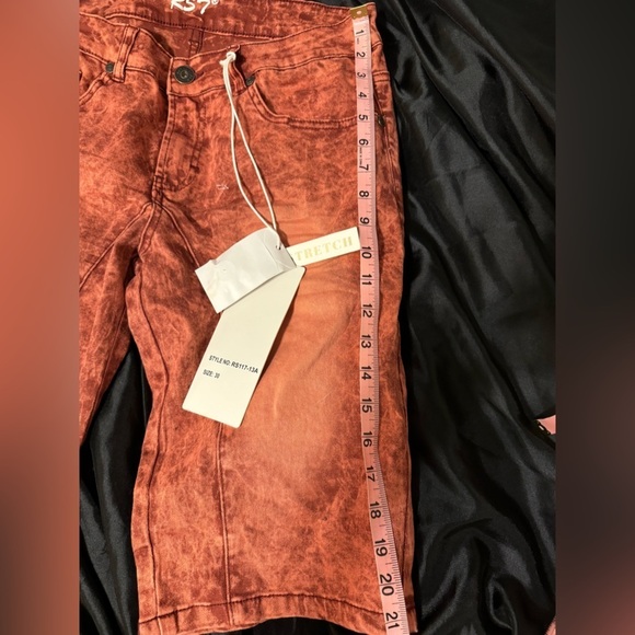RS7 Royal 7even Red Acid Wash Stretch Denim Shorts Size 30 NWT - Picture 9 of 11